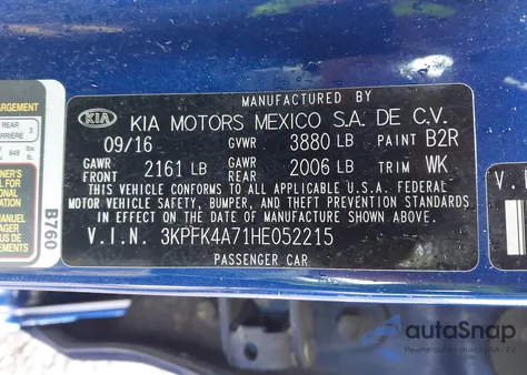 2017 Kia Forte Lx z USA, uszkodzony, nr VIN 3KPFK4A71HE052215